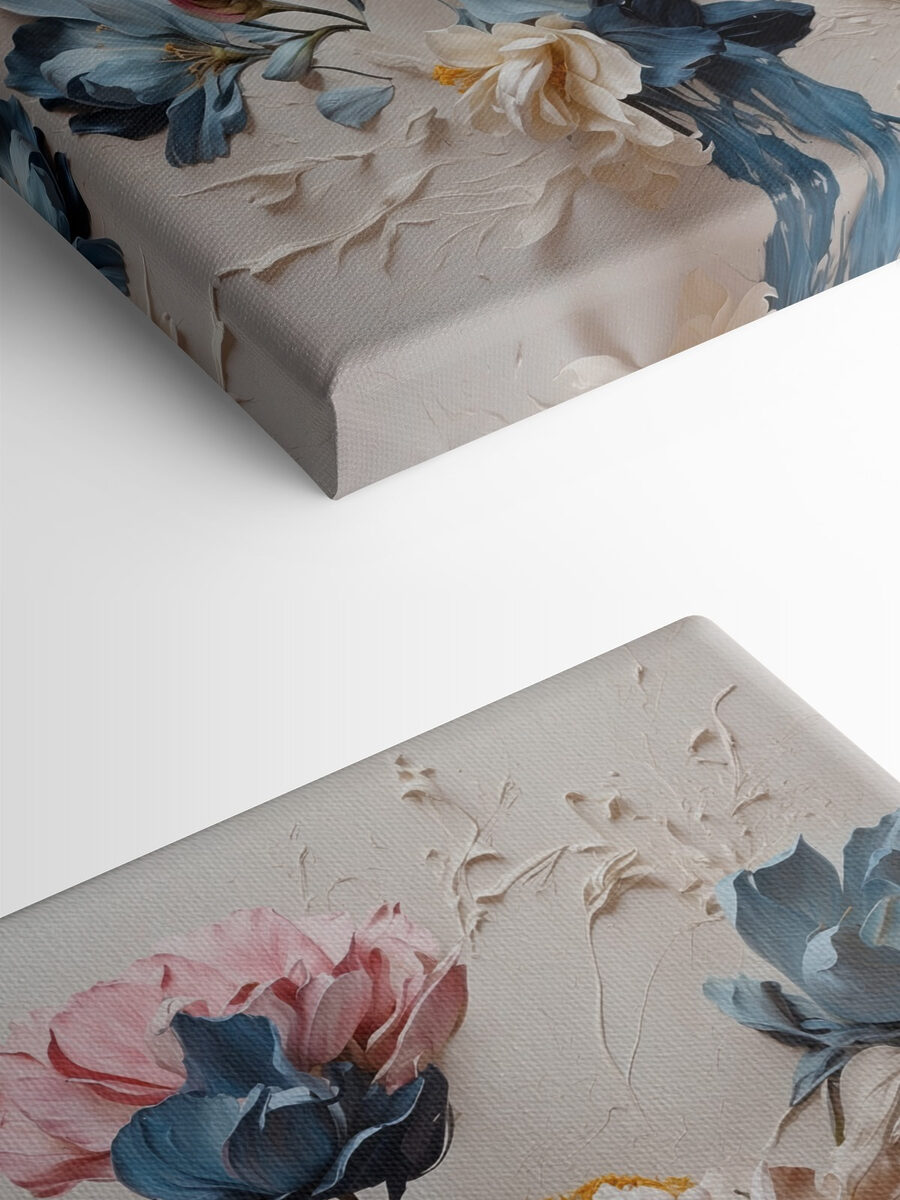 Une peinture de fleurs sur une surface blanche Une peinture de fleurs sur une surface blanche