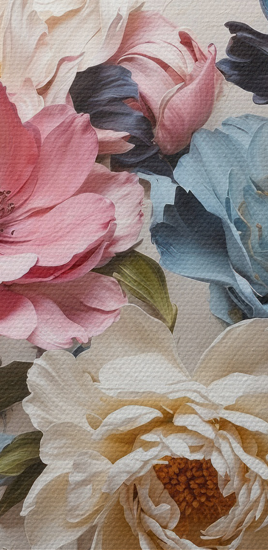 Une peinture de fleurs sur une surface blanche Une peinture de fleurs sur une surface blanche