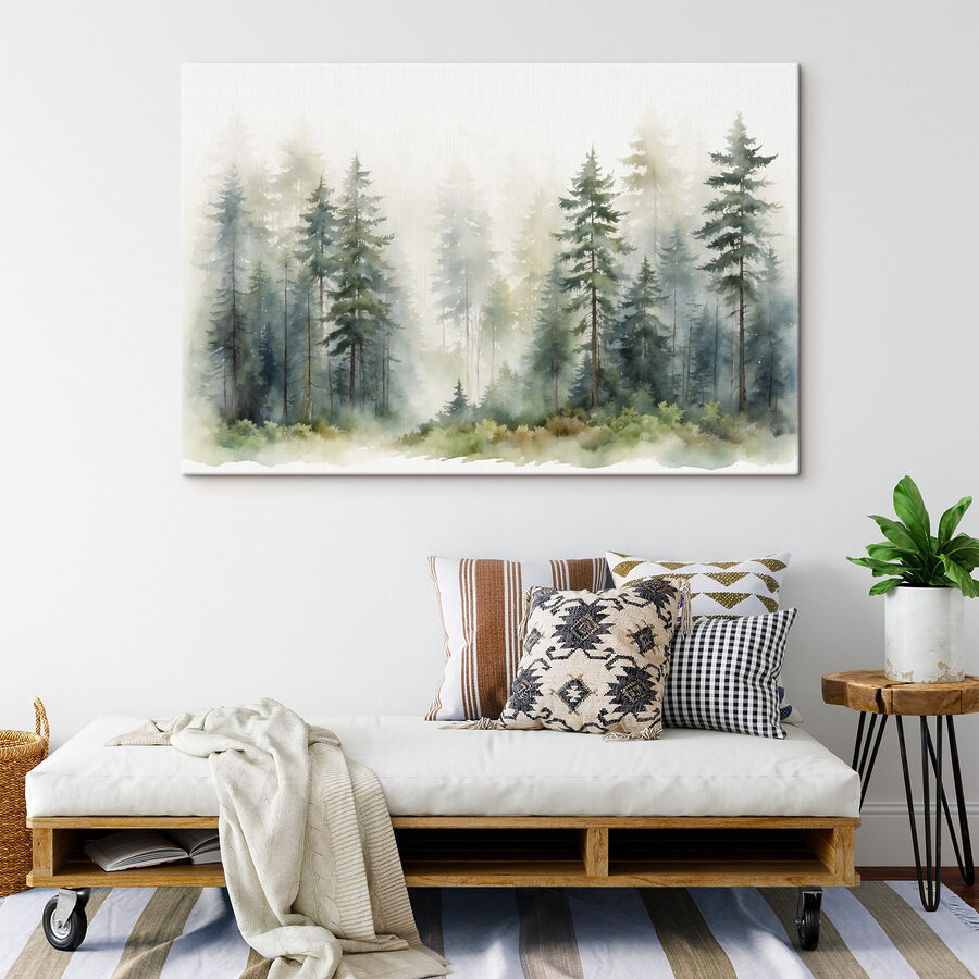 Une aquarelle d'une forêt Une aquarelle d'une forêt