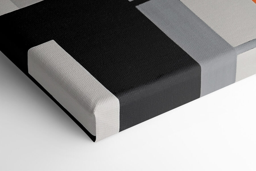Une peinture de rectangles noirs, rouges et blancs