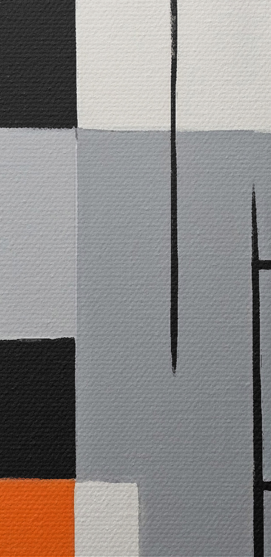Une peinture de rectangles noirs, rouges et blancs