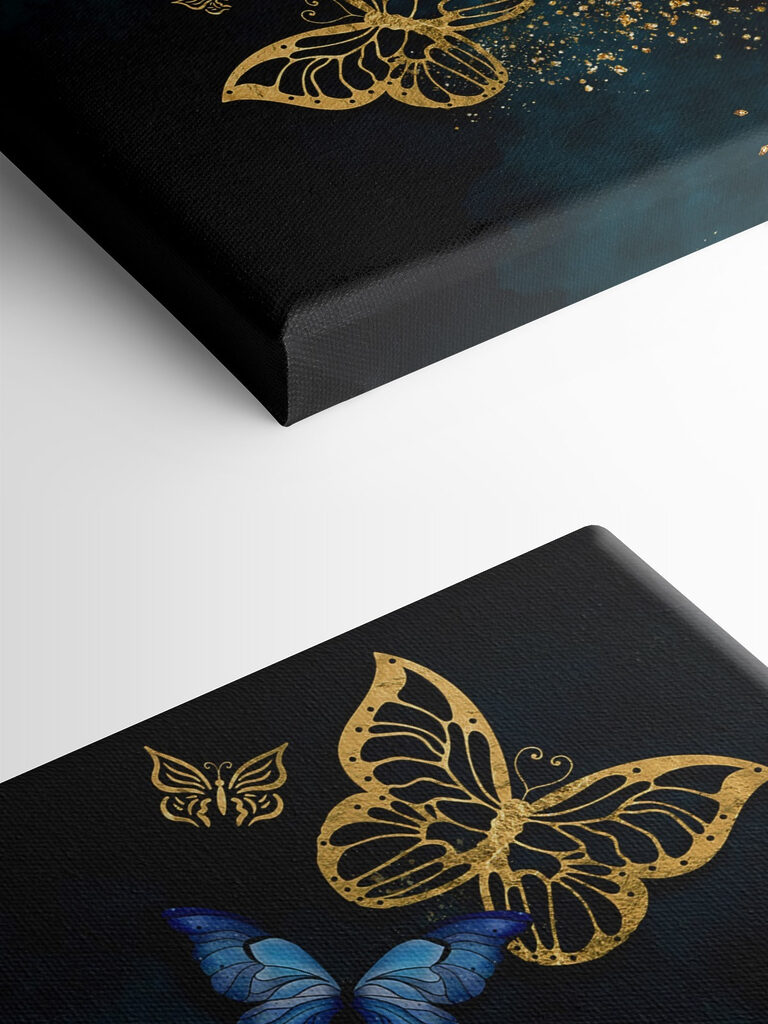 A group of butterflies on a blue background