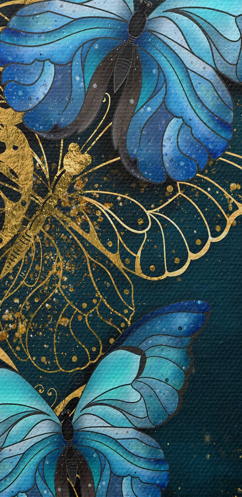 A group of butterflies on a blue background