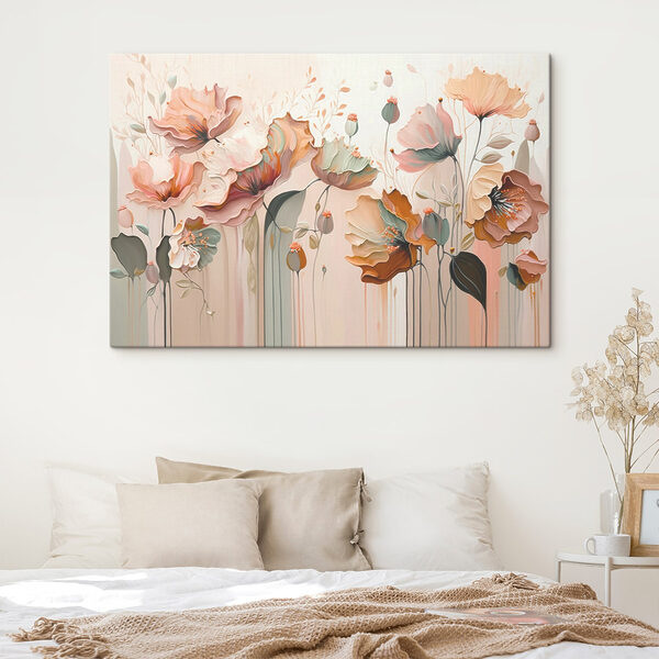Une peinture de fleurs sur un mur Une peinture de fleurs sur un mur