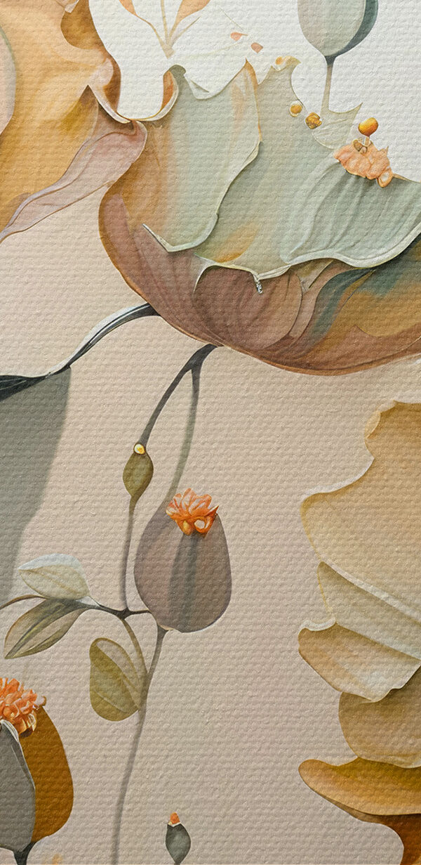 Une peinture de fleurs sur un mur Une peinture de fleurs sur un mur