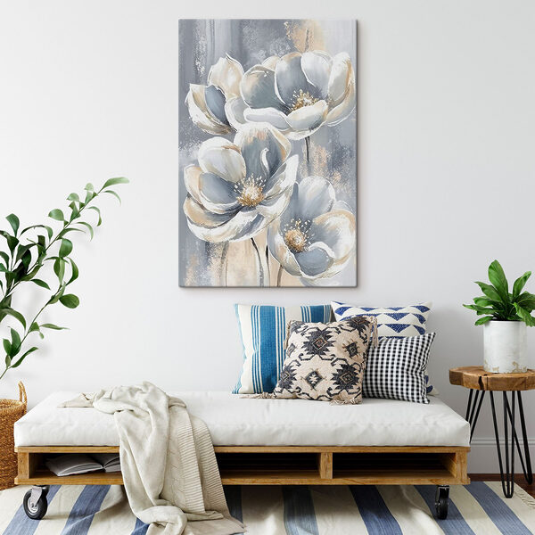 Peinture de fleurs sur fond gris Peinture de fleurs sur fond gris
