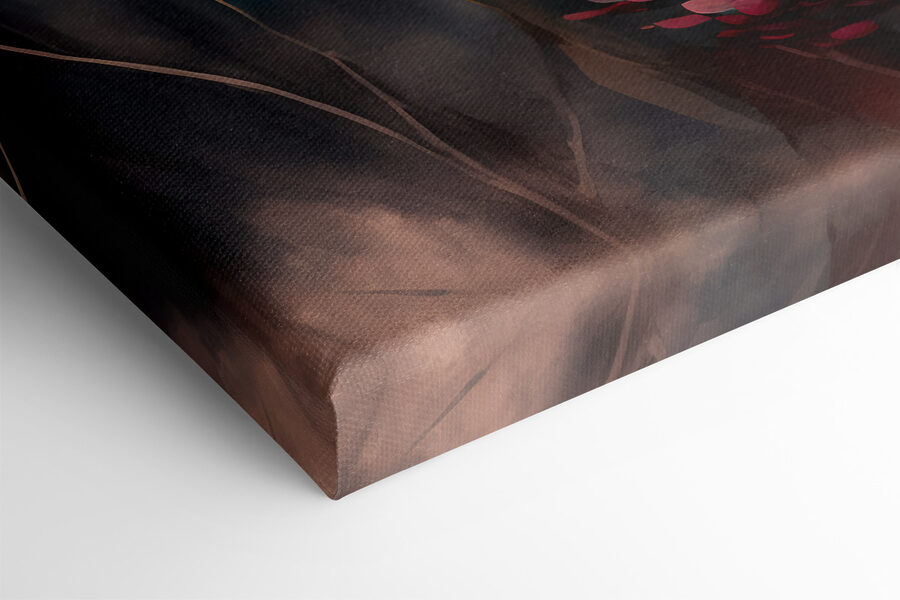 Une peinture de fleurs et de feuilles