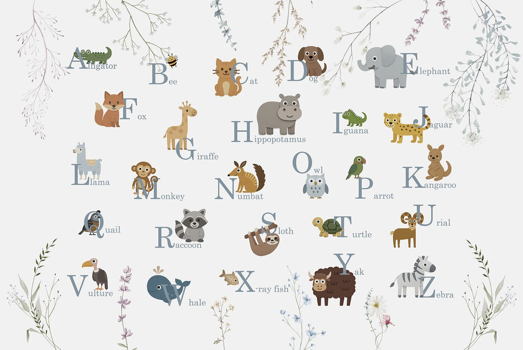 Groupe d'animaux avec des lettres Groupe d'animaux avec des lettres