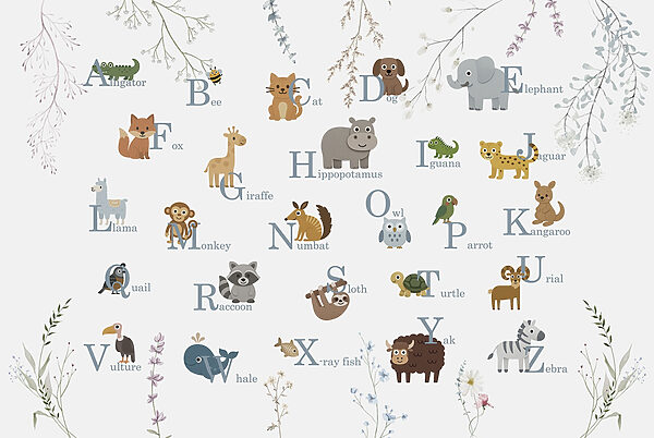 Groupe d'animaux avec des lettres Groupe d'animaux avec des lettres