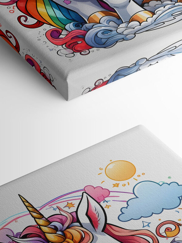 Une licorne de dessin animé avec des cheveux arc-en-ciel Une licorne de dessin animé avec des cheveux arc-en-ciel