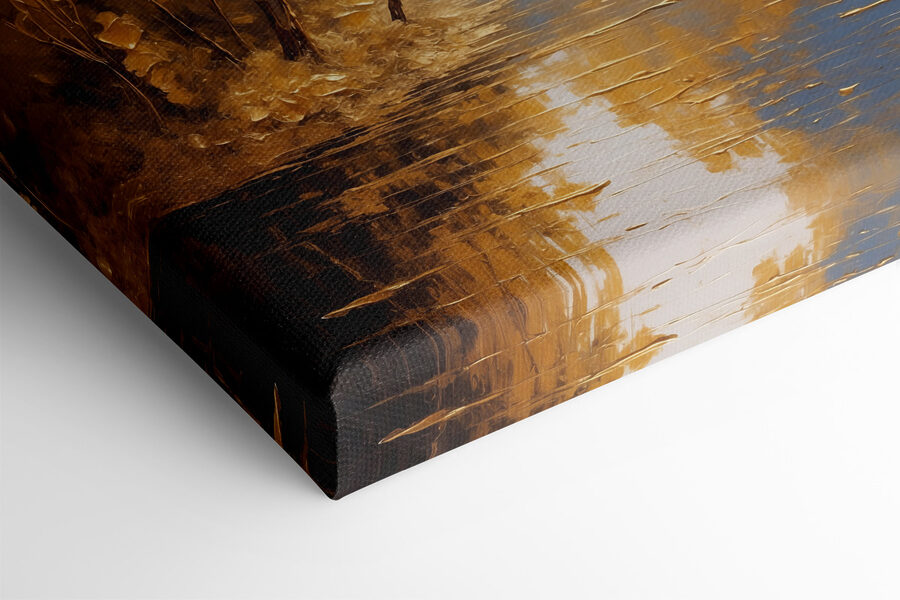 Une peinture d'arbres et d'eau