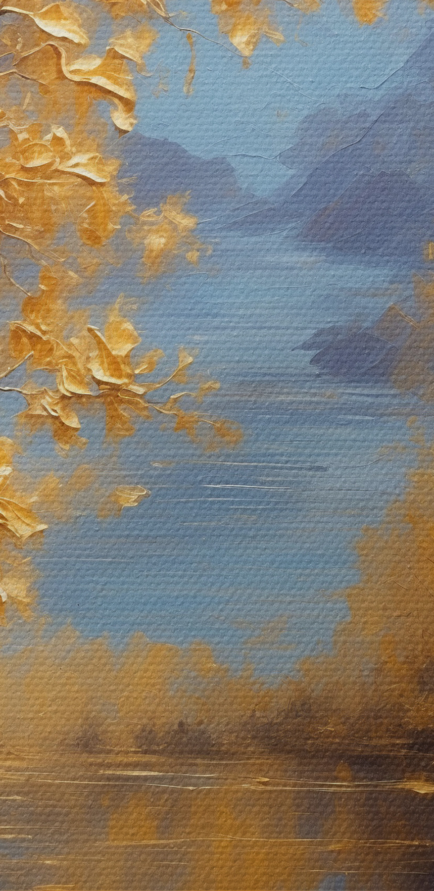 Une peinture d'arbres et d'eau