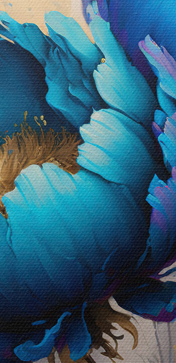 Le bleu vibrant s'épanouit au milieu des éclaboussures Le bleu vibrant s'épanouit au milieu des éclaboussures