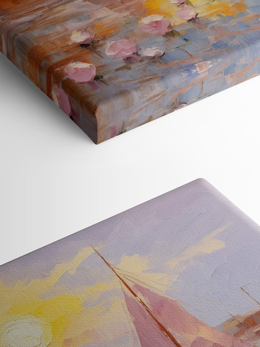 Une peinture de bateaux sur l'eau