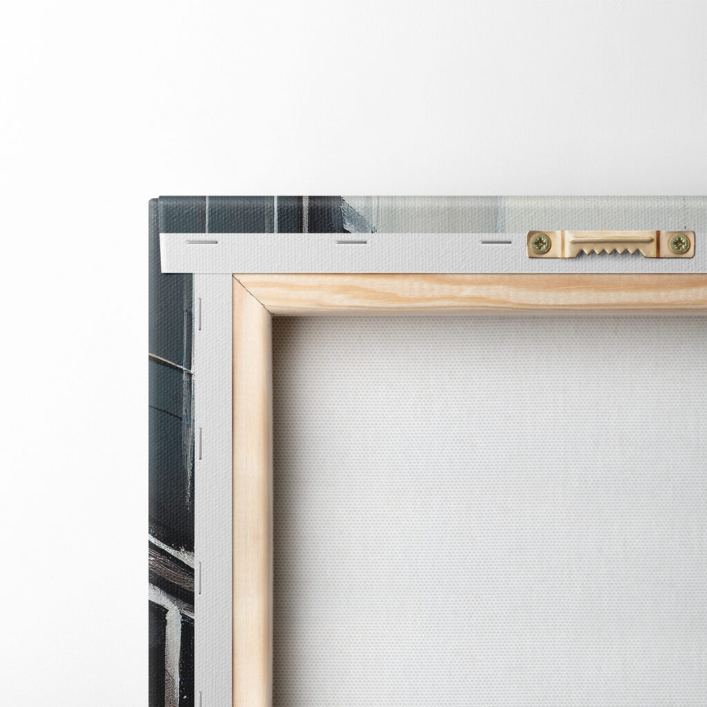 A painting of a street with buildings A painting of a street with buildings
