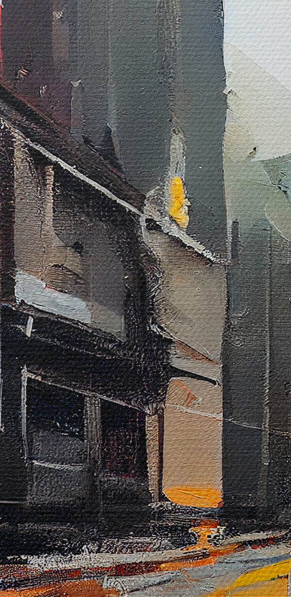 Peinture d'une rue avec des bâtiments Peinture d'une rue avec des bâtiments