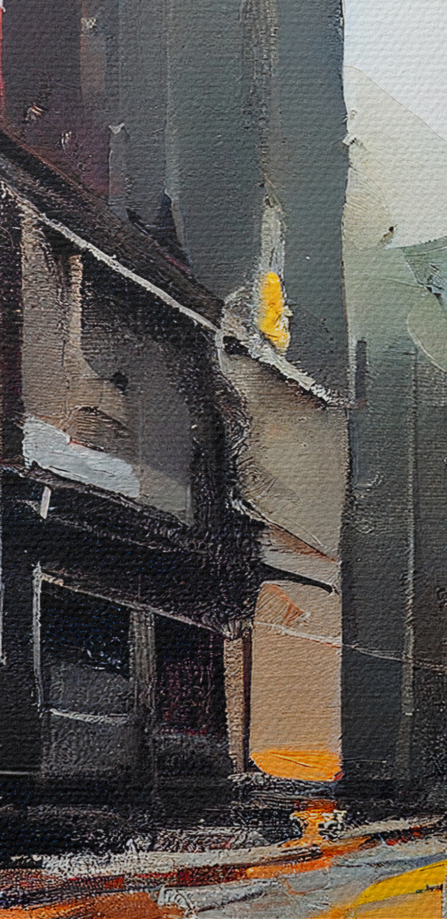 Peinture d'une rue avec des bâtiments Peinture d'une rue avec des bâtiments