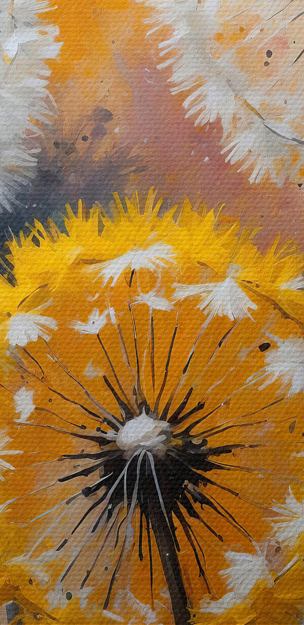 A group of dandelions with white seeds A group of dandelions with white seeds