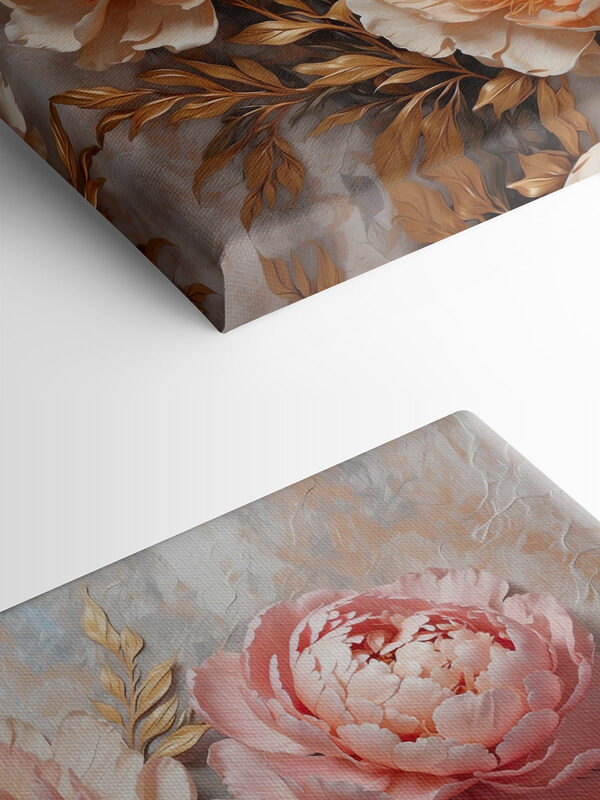 Peonies blooming amid lush foliage