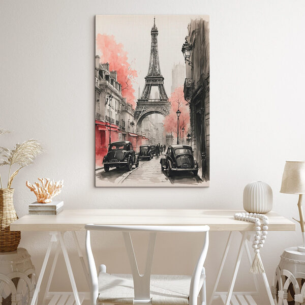 Une rue avec des voitures et une tour Une rue avec des voitures et une tour