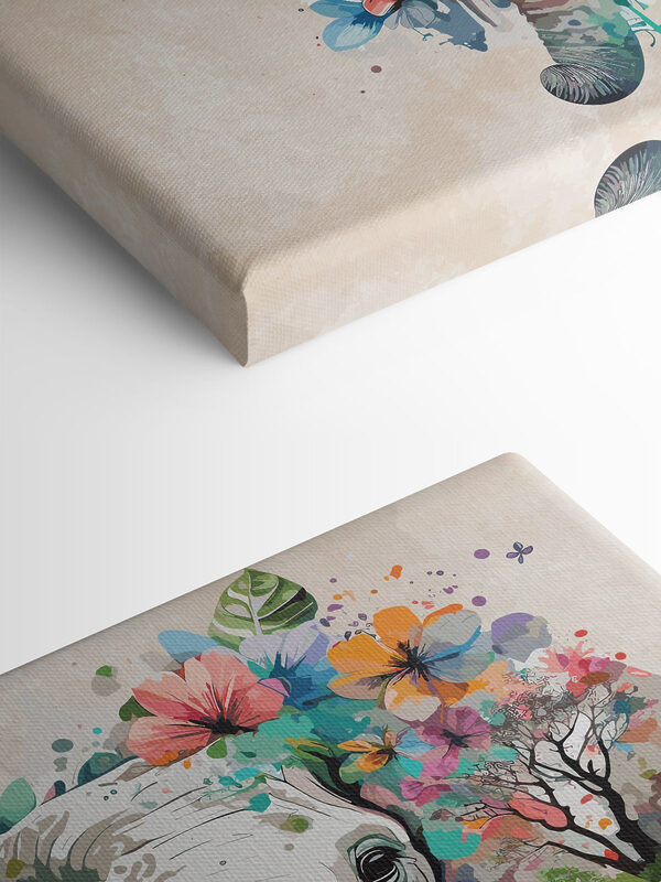 Un éléphant avec des fleurs et des feuilles Un éléphant avec des fleurs et des feuilles