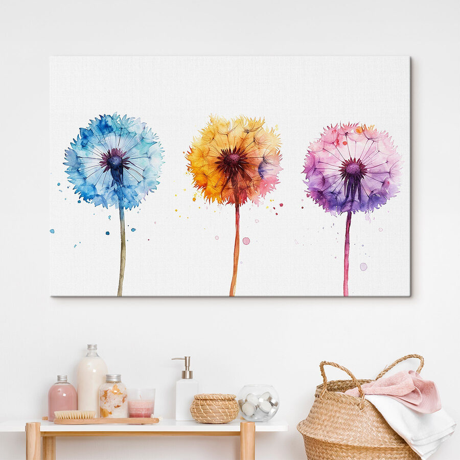 Un groupe de pissenlits colorés