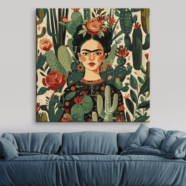 Peinture d'une femme avec des cactus Peinture d'une femme avec des cactus
