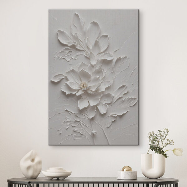 Une fleur blanche avec des feuilles Une fleur blanche avec des feuilles