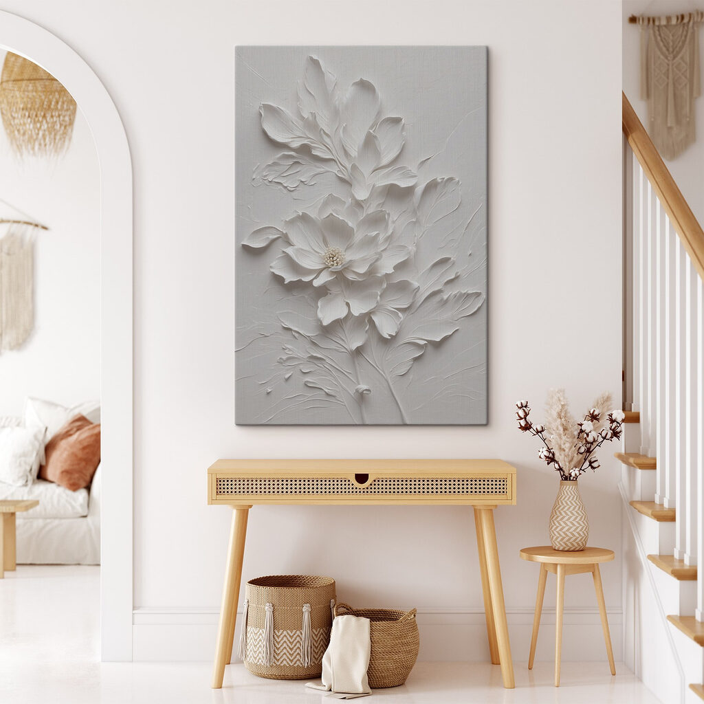 A white flower with leaves A white flower with leaves