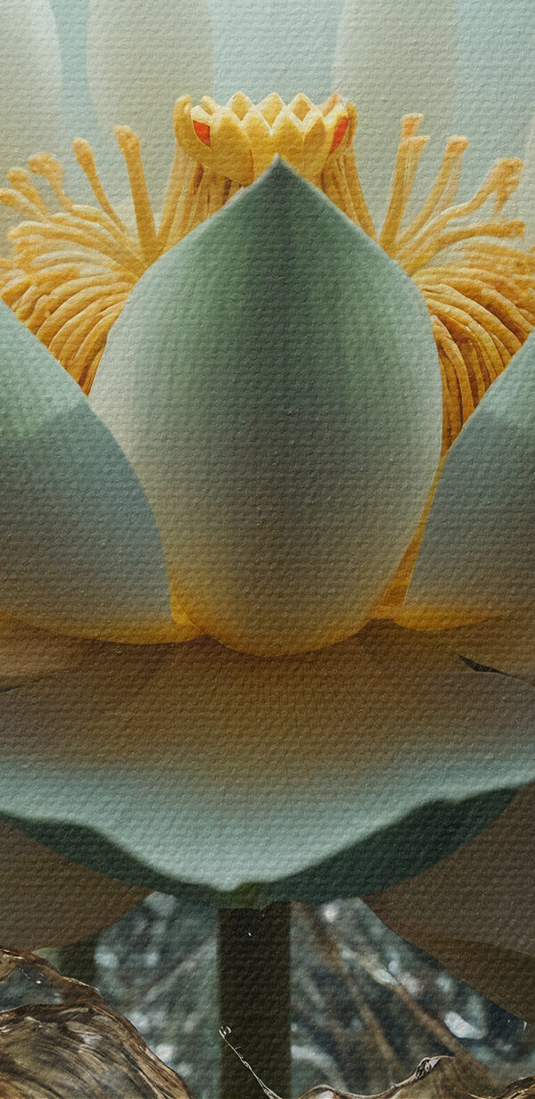 Une fleur blanche avec un centre jaune et des éclaboussures d'eau Une fleur blanche avec un centre jaune et des éclaboussures d'eau