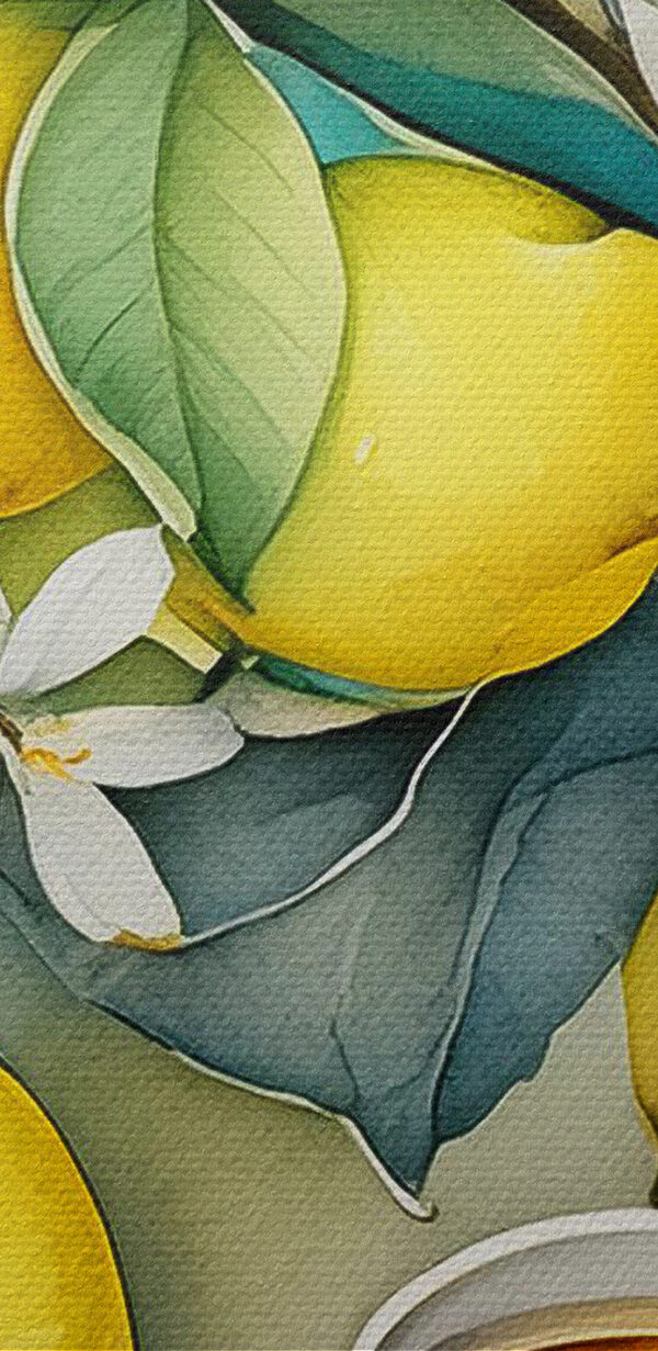 Une peinture de citrons et une tasse de thé Une peinture de citrons et une tasse de thé