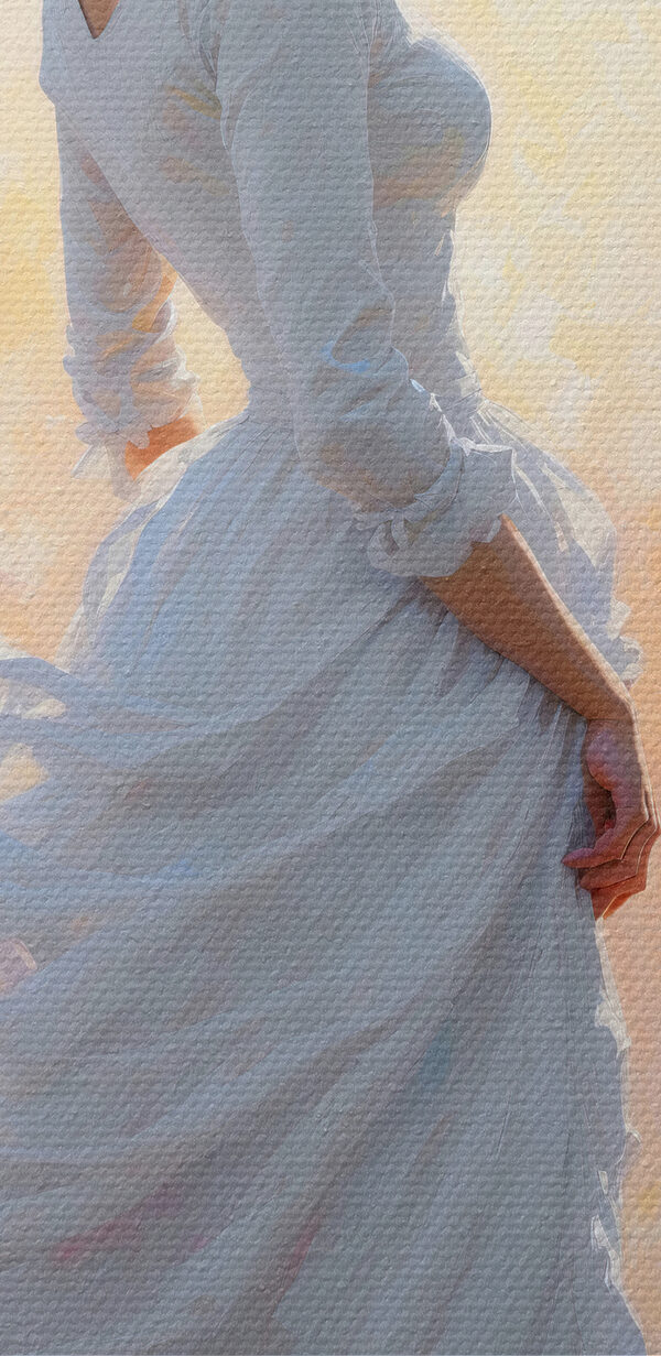 Une femme en robe blanche et chapeau Une femme en robe blanche et chapeau