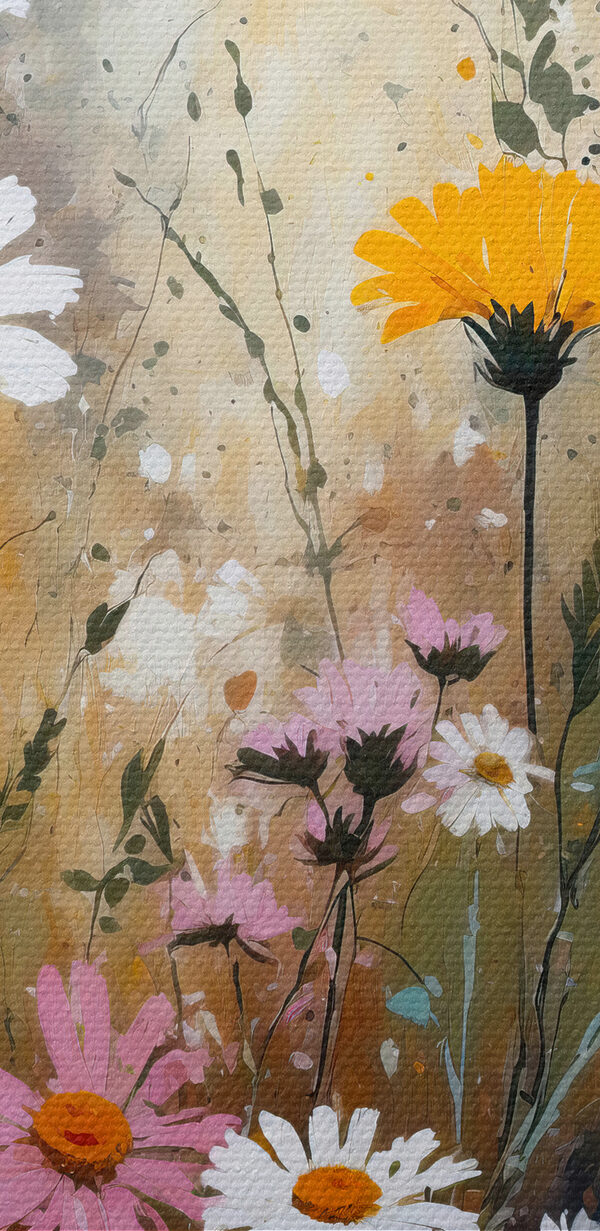 Une peinture de fleurs et de feuilles Une peinture de fleurs et de feuilles