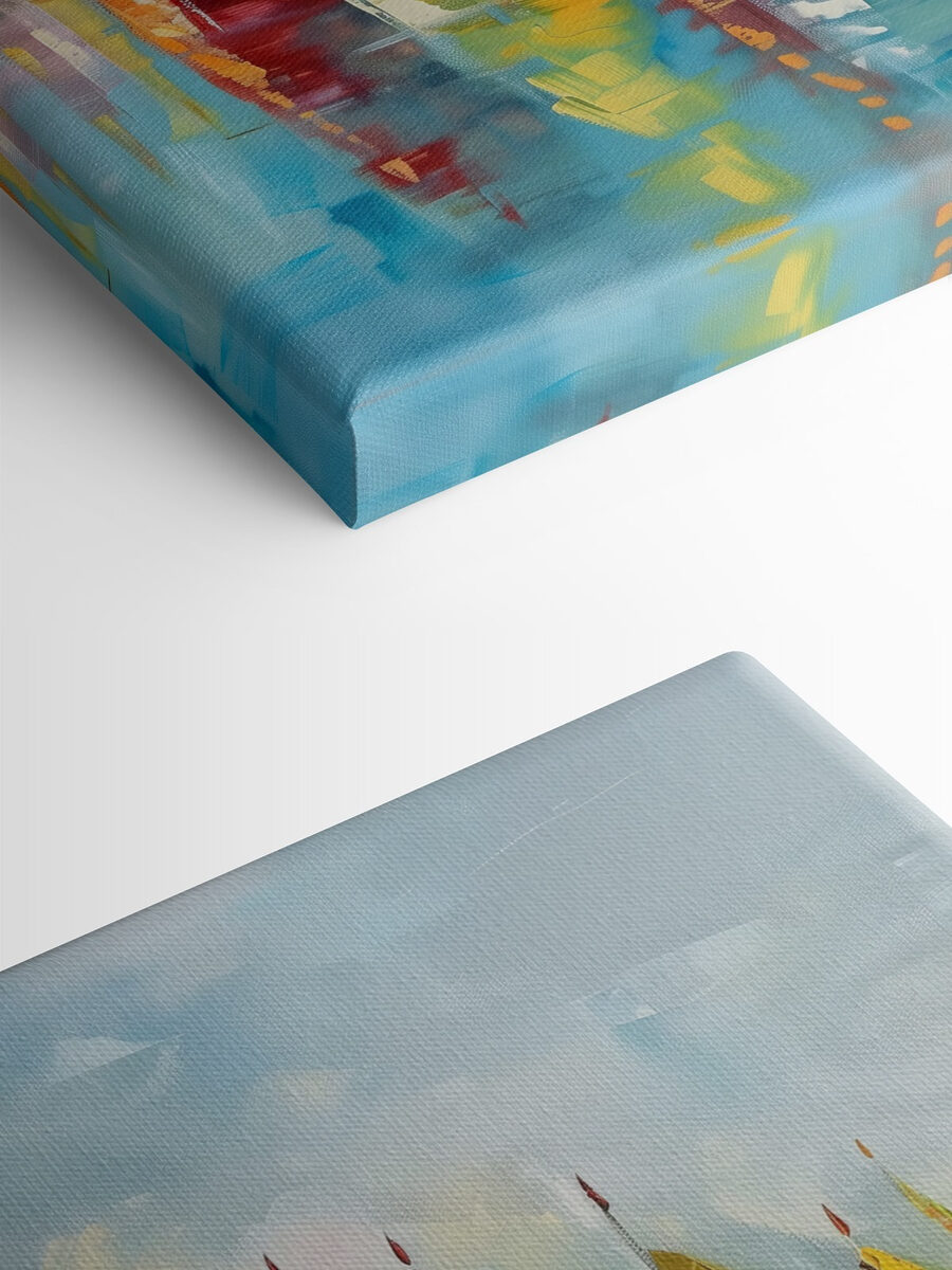 Une peinture de voiliers sur l'eau