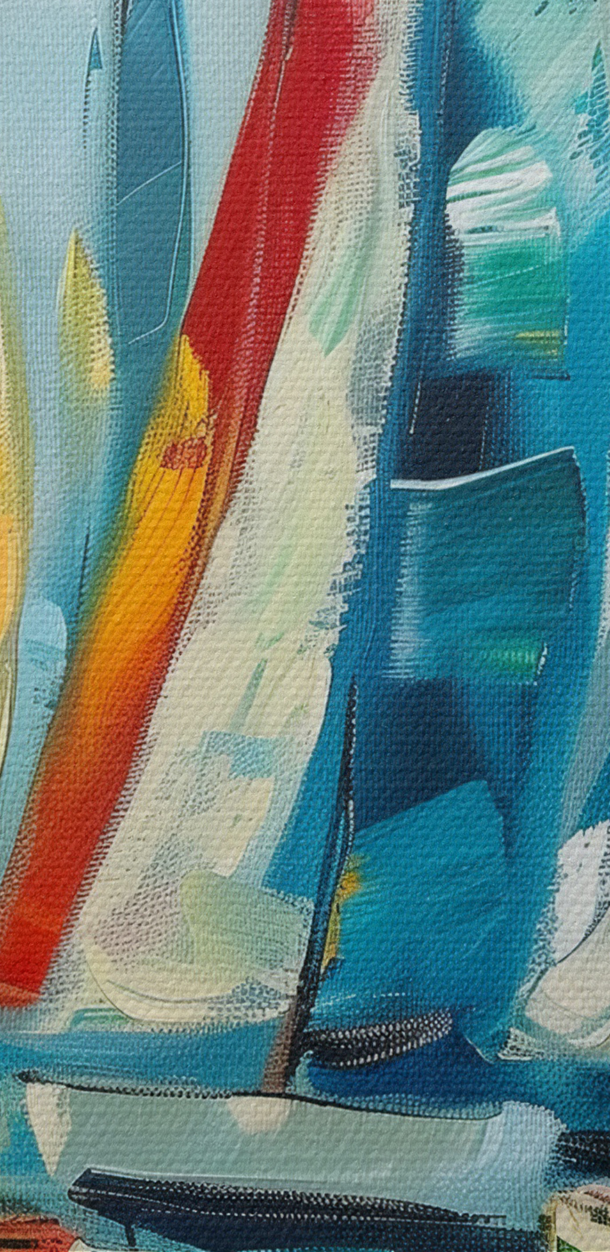 Une peinture de voiliers sur l'eau