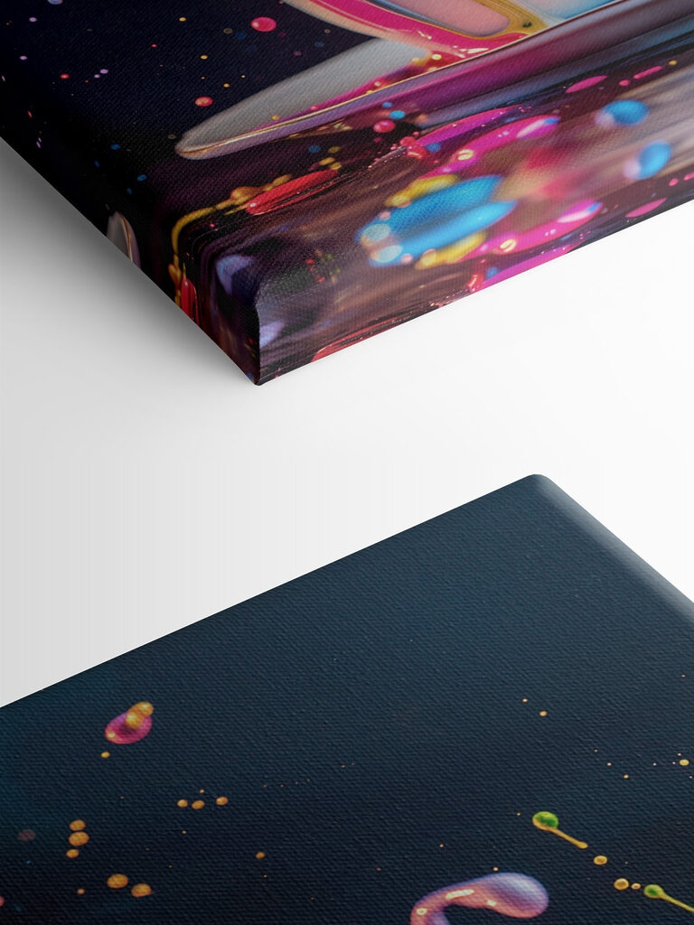 A colorful liquid splashing into a cup