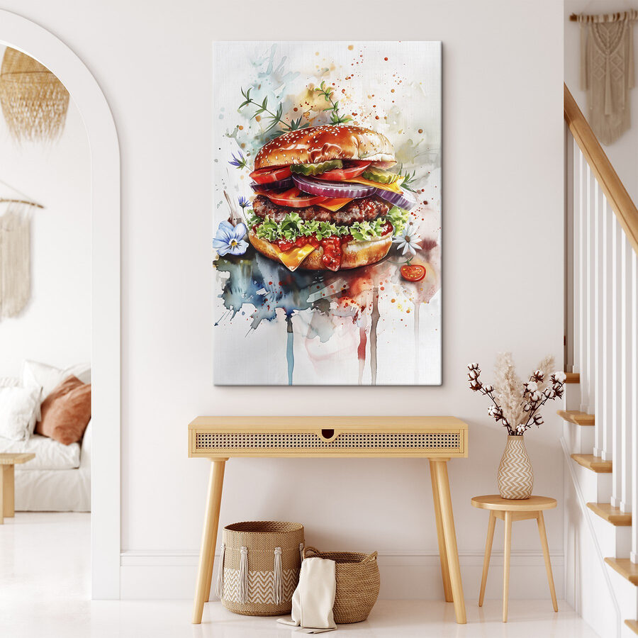 Aquarelle d'un hamburger Aquarelle d'un hamburger