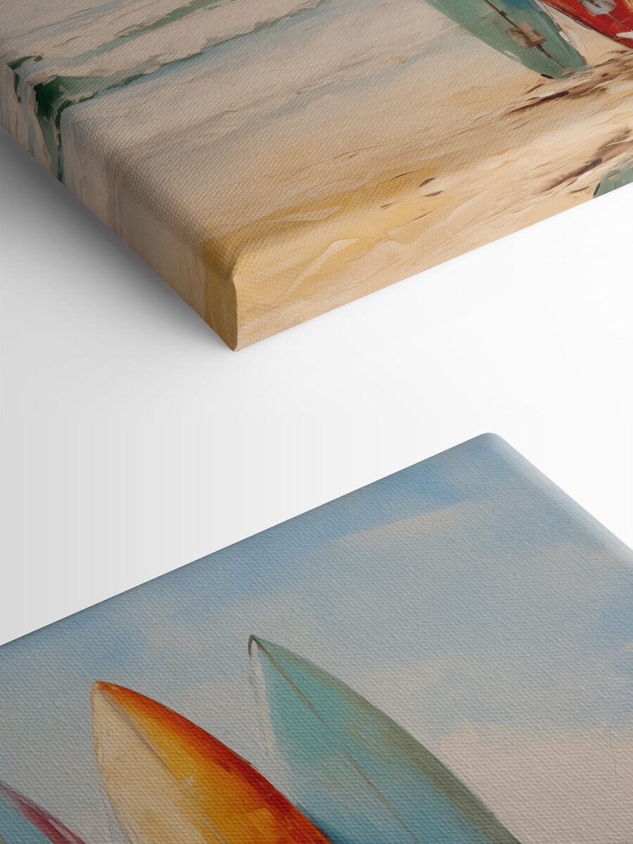 Groupe de planches de surf sur une plage