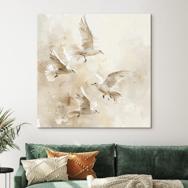 Groupe d'oiseaux blancs en vol Groupe d'oiseaux blancs en vol