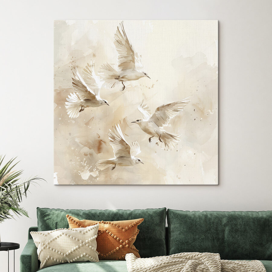 Groupe d'oiseaux blancs en vol Groupe d'oiseaux blancs en vol