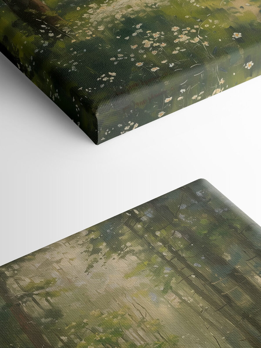 Forêt avec arbres et fleurs