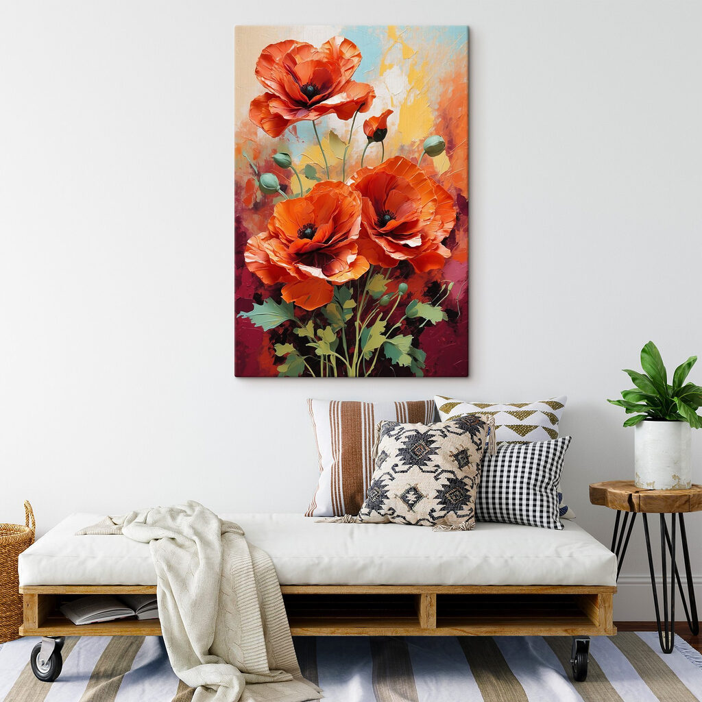 Painting of red flowers Painting of red flowers