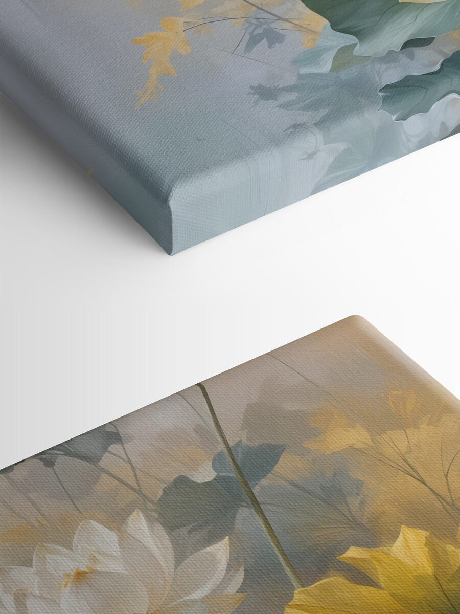 Peinture de fleurs blanches et de feuilles vertes