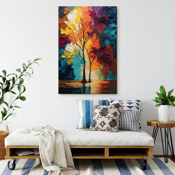 Peinture d'arbres aux feuilles colorées Peinture d'arbres aux feuilles colorées