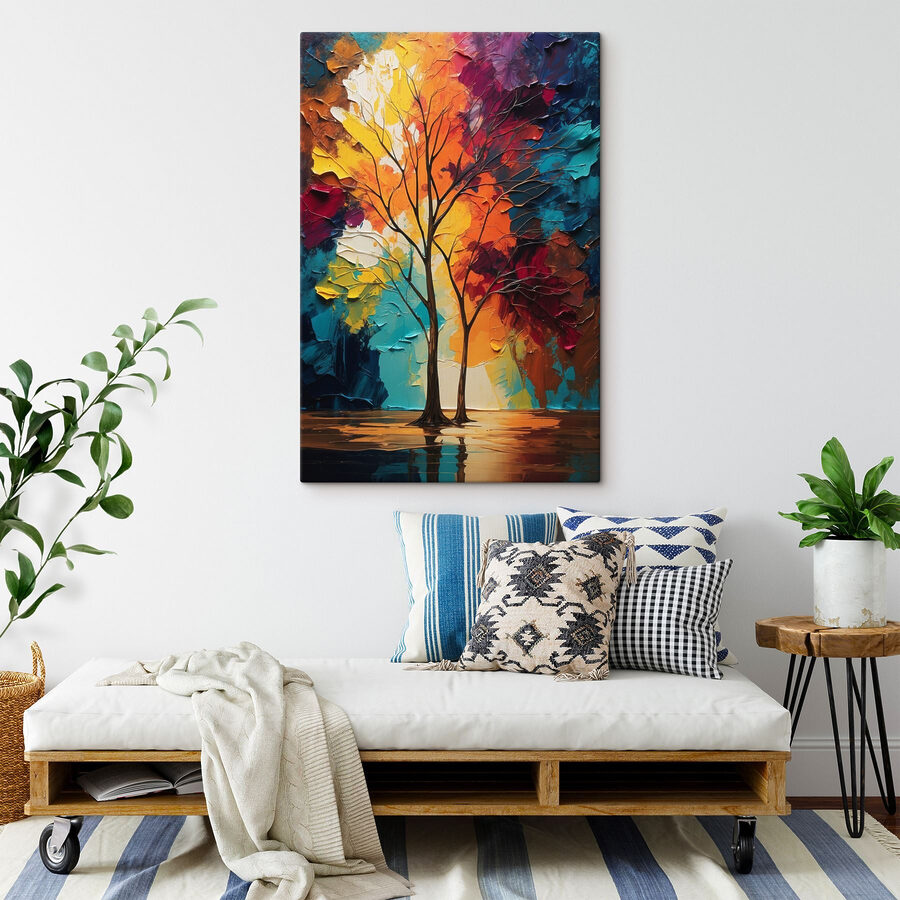 Peinture d'arbres aux feuilles colorées Peinture d'arbres aux feuilles colorées