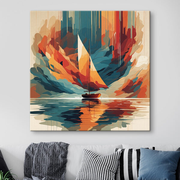Voilier sur l'eau avec des nuages colorés Voilier sur l'eau avec des nuages colorés
