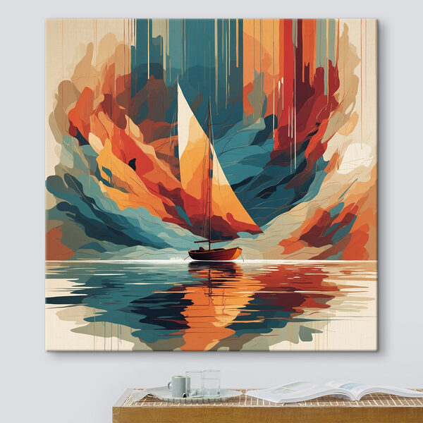 Voilier sur l'eau avec des nuages colorés Voilier sur l'eau avec des nuages colorés