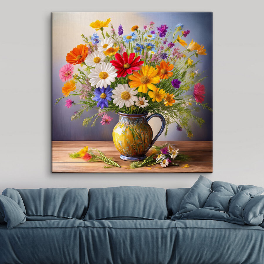 Fleurs colorées dans un vase