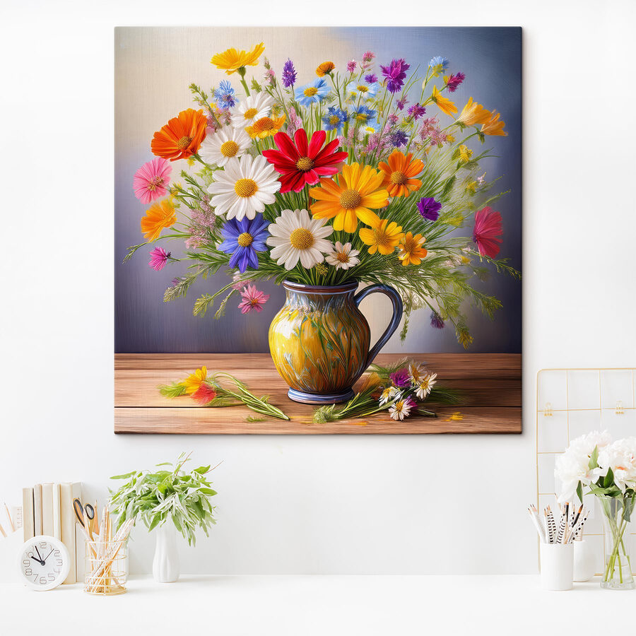 Fleurs colorées dans un vase