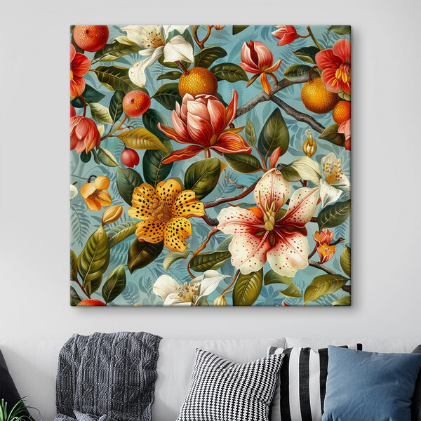 Motif floral avec des oranges et des fleurs Motif floral avec des oranges et des fleurs